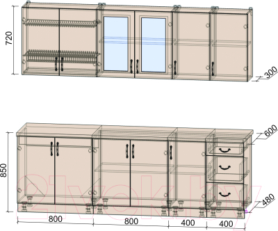 Готовая кухня Интерлиния Мила Крафт 2.4А