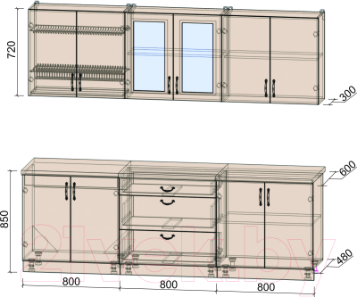 Готовая кухня Интерлиния Мила Крафт 2.4Б