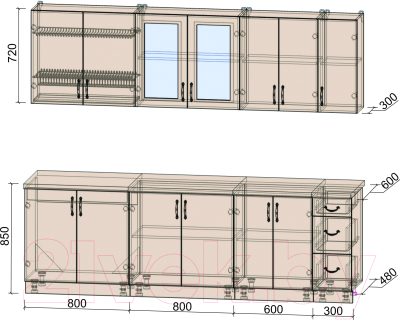 Готовая кухня Интерлиния Мила Крафт 2.5А