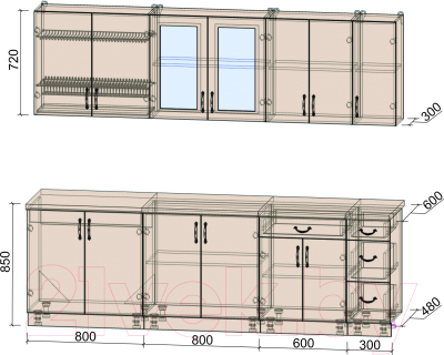 Готовая кухня Интерлиния Мила Крафт 2.5Б