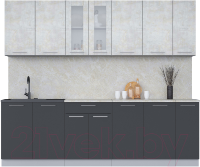 Кухонный гарнитур Интерлиния Мила 25 (бетон лайт/антрацит/опал светлый) - фото
