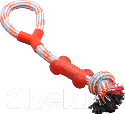 Игрушка для собак Пижон Тренировочная канатная с косточкой - фото