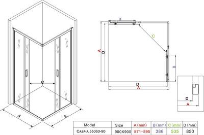 Душевой уголок Roxen Caspia 55060-90