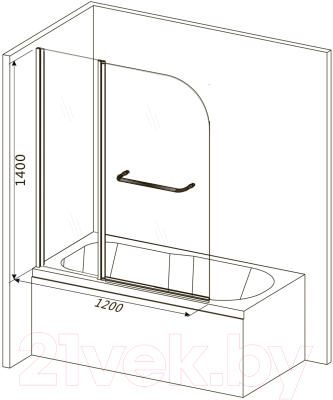 Стеклянная шторка для ванны Roxen Brimen 52010-120