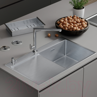 Мойка кухонная Roxen Vespa 560230-70R с коландером и дозатором (сатин)