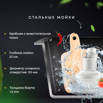 Мойка кухонная Roxen Snake 560220-60-S