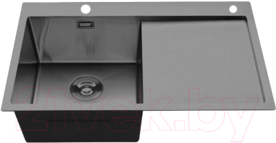 Мойка кухонная Roxen Vespa 560230-70LB PVD с коландером и дозатором (графит) - фото