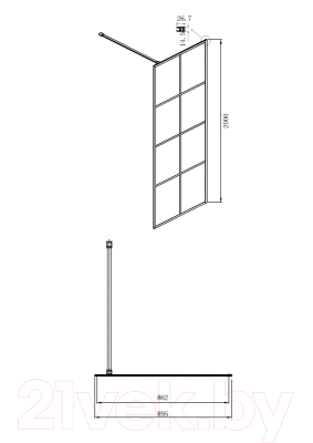 Душевая стенка Ambassador Walk-In 90x200 / 15031241