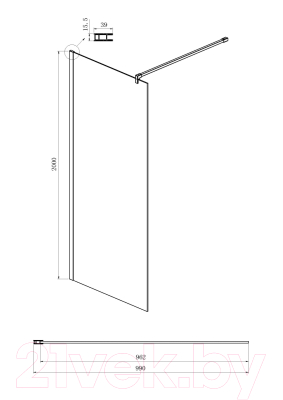 Душевая стенка Ambassador Walk-In 100x200 / 15034127