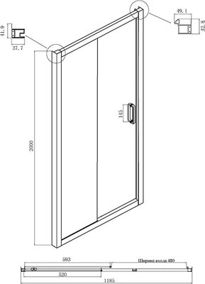 Душевая дверь Ambassador Forsa 120x200 / 17021218AB