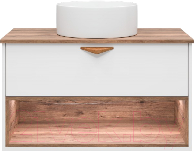 Тумба под умывальник Brevita Bergen 90 / BER-07090-19-01-1Я (белый/темное дерево)