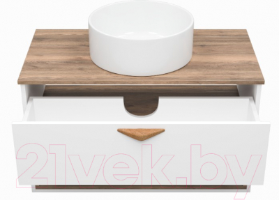 Тумба под умывальник Brevita Bergen 90 / BER-07090-19-01-1Я (белый/темное дерево)