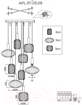 Люстра Aployt Kornelcia APL.311.03.09