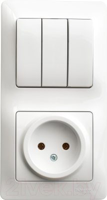 Блок выключатель+розетка Schneider Electric Glossa GSL000176 - фото