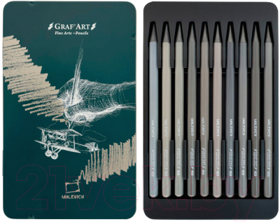 Набор простых карандашей Малевичъ GrafArt / 197310 - фото