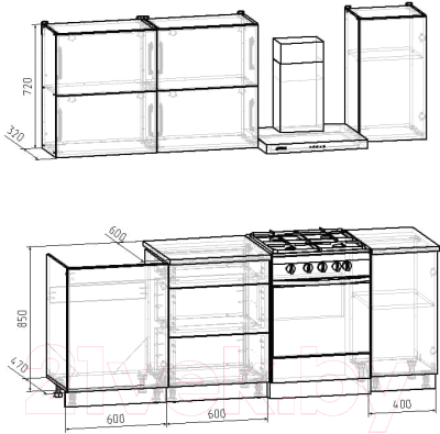 Кухонный гарнитур Интермебель Микс Топ-32 1.6м (белый премиум/дуб крафт золотой/дуб вотан)