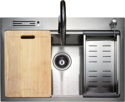 Мойка кухонная Avina Zepein Professional PVD D6550HD (графит) - фото