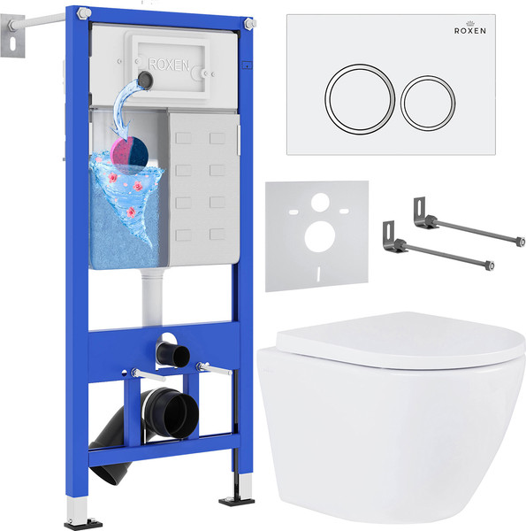 Унитаз подвесной с инсталляцией Roxen StounFix Dual Fresh 501501 - фото