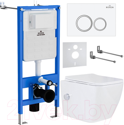 Унитаз подвесной с инсталляцией Roxen StounFix Slim 506235 - фото