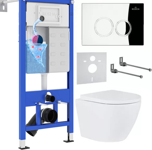 Унитаз подвесной с инсталляцией Roxen StounFix Dual Fresh 512989 - фото