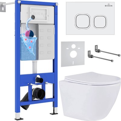 Унитаз подвесной с инсталляцией Roxen StounFix Dual Fresh 533395 - фото