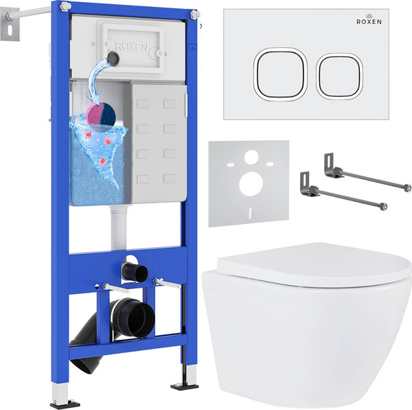 Унитаз подвесной с инсталляцией Roxen StounFix Dual Fresh 533876 - фото