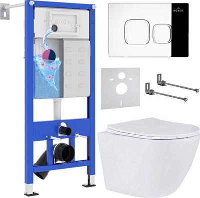 Унитаз подвесной с инсталляцией Roxen StounFix Dual Fresh 546881 - фото