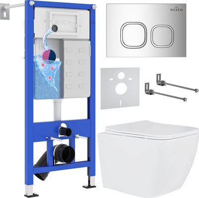 Унитаз подвесной с инсталляцией Roxen StounFix Dual Fresh 550013 - фото