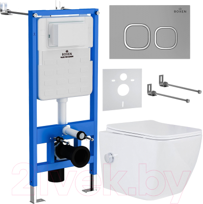Унитаз подвесной с инсталляцией Roxen StounFix Slim 569118 - фото