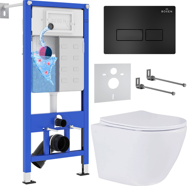 Унитаз подвесной с инсталляцией Roxen StounFix Dual Fresh 577729 - фото