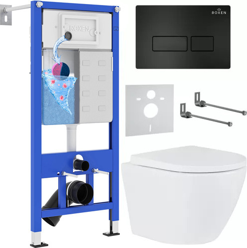 Унитаз подвесной с инсталляцией Roxen StounFix Dual Fresh 579124 - фото