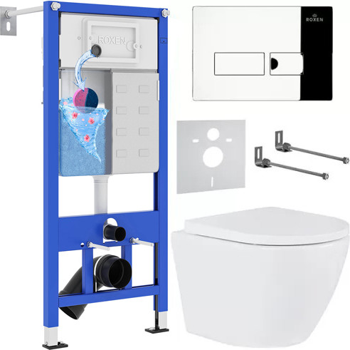 Унитаз подвесной с инсталляцией Roxen StounFix Dual Fresh 585987 - фото