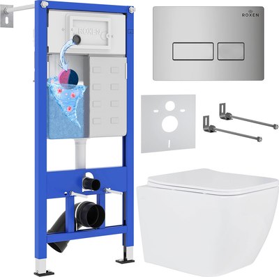 Унитаз подвесной с инсталляцией Roxen StounFix Dual Fresh 592045 - фото