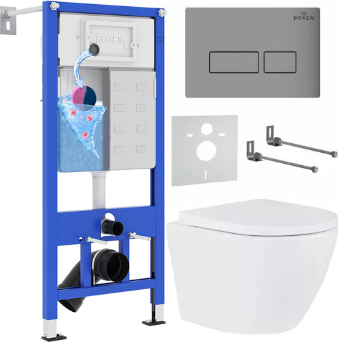 Унитаз подвесной с инсталляцией Roxen StounFix Dual Fresh 605017 - фото