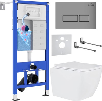 Унитаз подвесной с инсталляцией Roxen StounFix Dual Fresh 606295 - фото