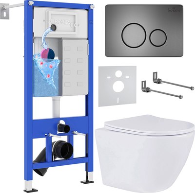 Унитаз подвесной с инсталляцией Roxen StounFix Dual Fresh 624013 - фото