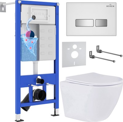 Унитаз подвесной с инсталляцией Roxen StounFix Dual Fresh 633220 - фото