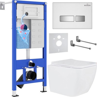 Унитаз подвесной с инсталляцией Roxen StounFix Dual Fresh 634687 - фото