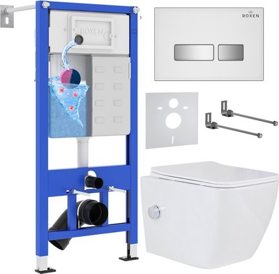 Унитаз подвесной с инсталляцией Roxen StounFix Slim 640526 - фото