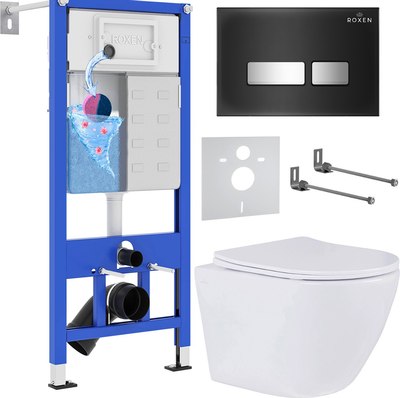 Унитаз подвесной с инсталляцией Roxen StounFix Dual Fresh 642915 - фото