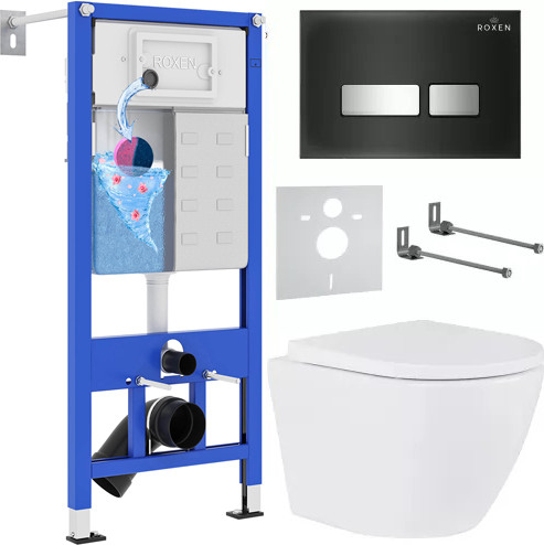 Унитаз подвесной с инсталляцией Roxen StounFix Dual Fresh 643669 - фото