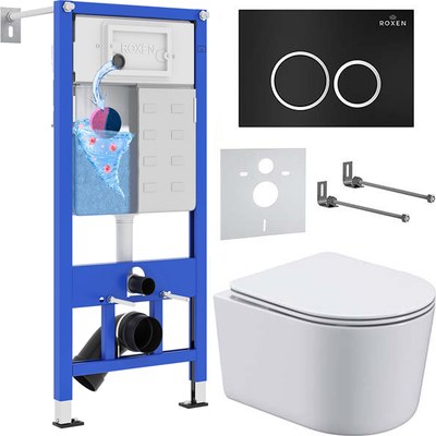 Унитаз подвесной с инсталляцией Roxen StounFix Dual Fresh 911522 - фото