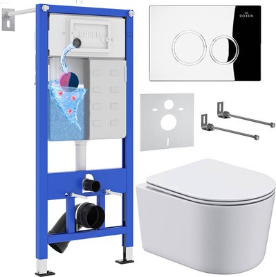 Унитаз подвесной с инсталляцией Roxen StounFix Dual Fresh 913681 - фото