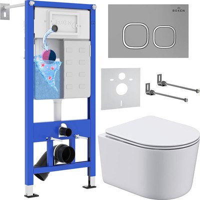 Унитаз подвесной с инсталляцией Roxen StounFix Dual Fresh 919136 - фото