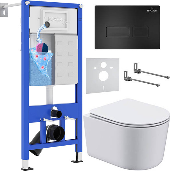 Унитаз подвесной с инсталляцией Roxen StounFix Dual Fresh 921358 - фото