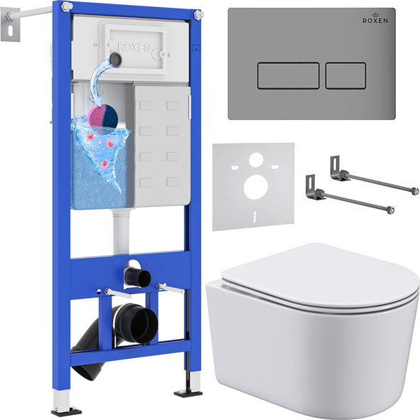 Унитаз подвесной с инсталляцией Roxen StounFix Dual Fresh 943570 - фото