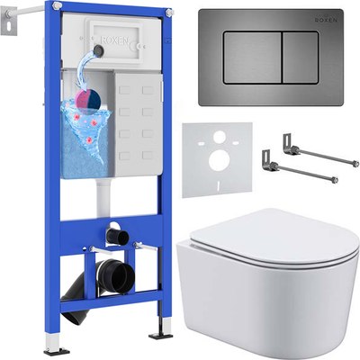 Унитаз подвесной с инсталляцией Roxen StounFix Dual Fresh 954681 - фото