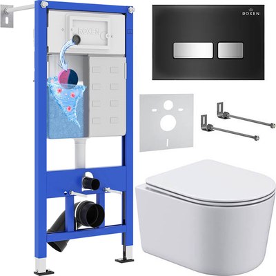 Унитаз подвесной с инсталляцией Roxen StounFix Dual Fresh 965318 - фото