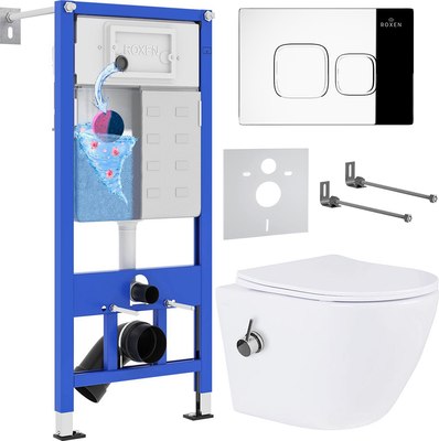 Унитаз подвесной с инсталляцией Roxen StounFix Slim 942567 - фото