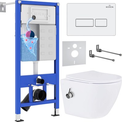 Унитаз подвесной с инсталляцией Roxen StounFix Slim 953833 - фото